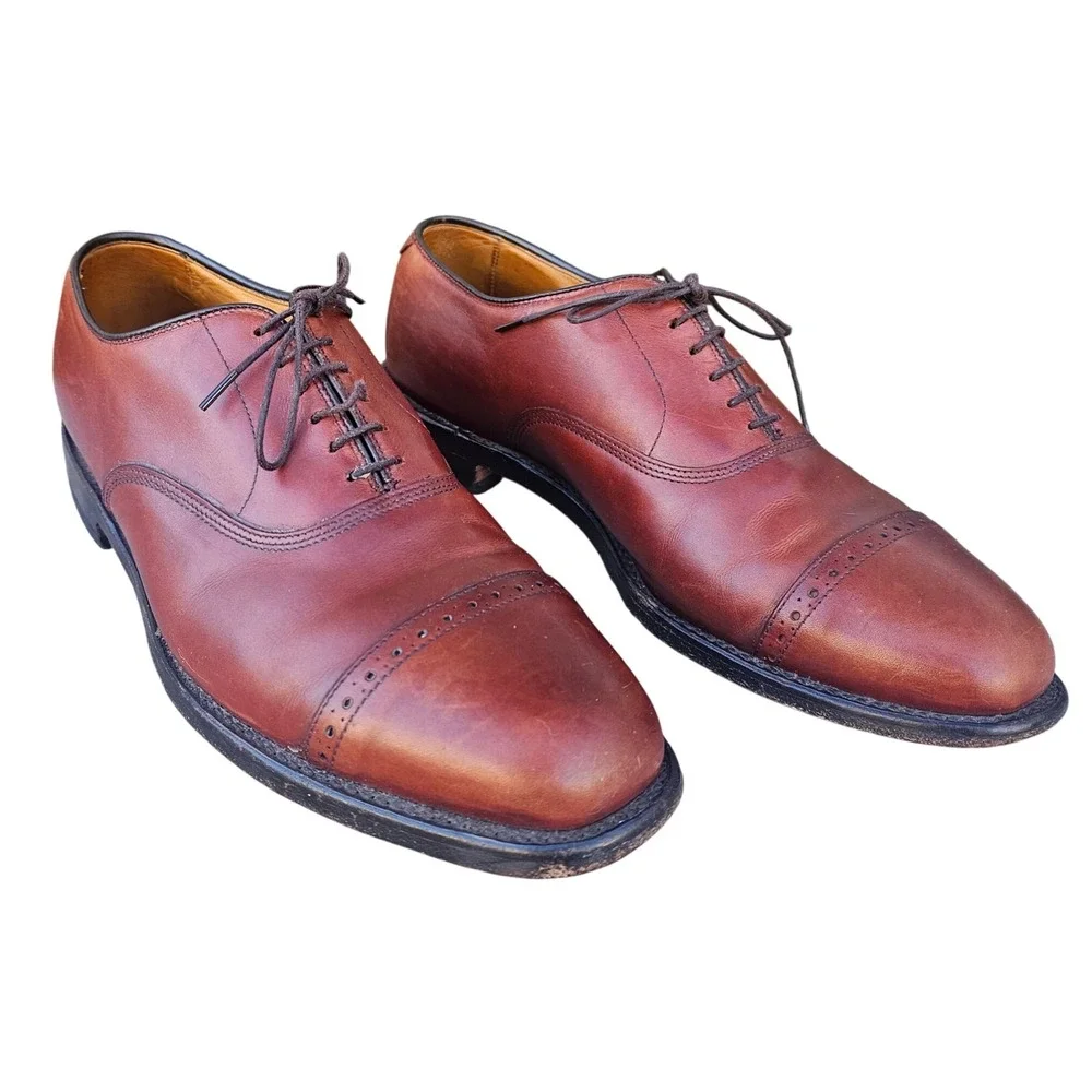 Allen Edmonds Byron Brown Leather Cap‎ Toe Oxford Dress Shoes Mens Size 9 D